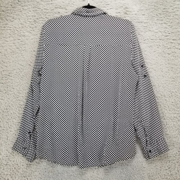 Express Shirt Womens Large Black Polka Dot Long Sleeve Button Up - Picture 9 of 10